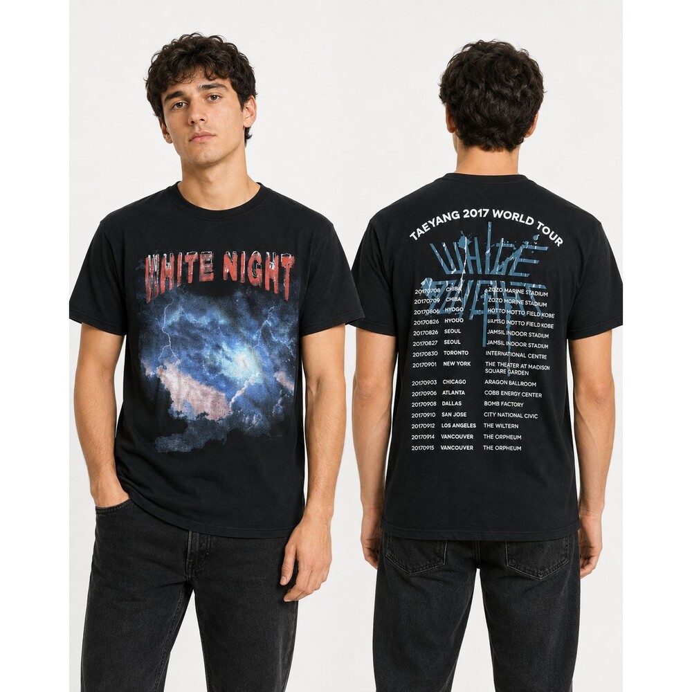 TAEYANG White Night 2017 World Tour Black Concert T-Shirt BIGBANG Unisex Medium